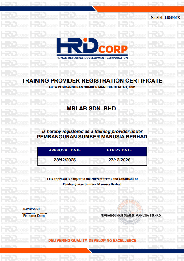 HRD Corp Training Provider Registration Certificate — MRLAB SDN. BHD.